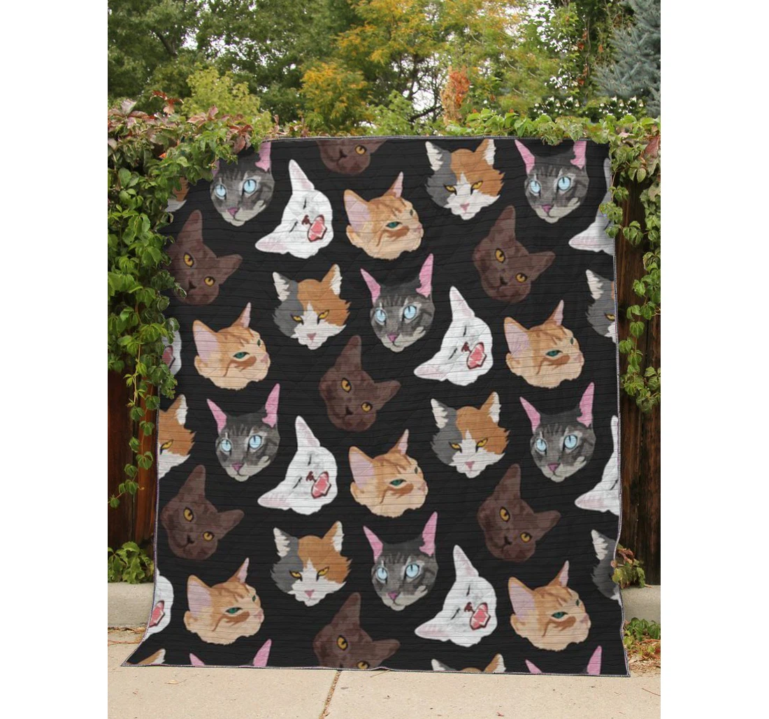 Throw Blanket, Quilt - Cat Cat Spirit Sherpa Fleece