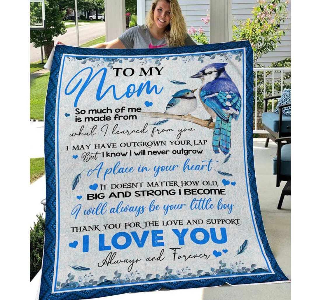 Throw Blanket, Quilt - Personalized To Mom Family Bird A Place In Your Heart Sherpa Fleece