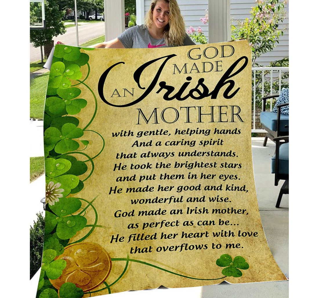 Throw Blanket, Quilt - Anl97 Personalized To Mom Family God Made An Irish Mother Sherpa Fleece