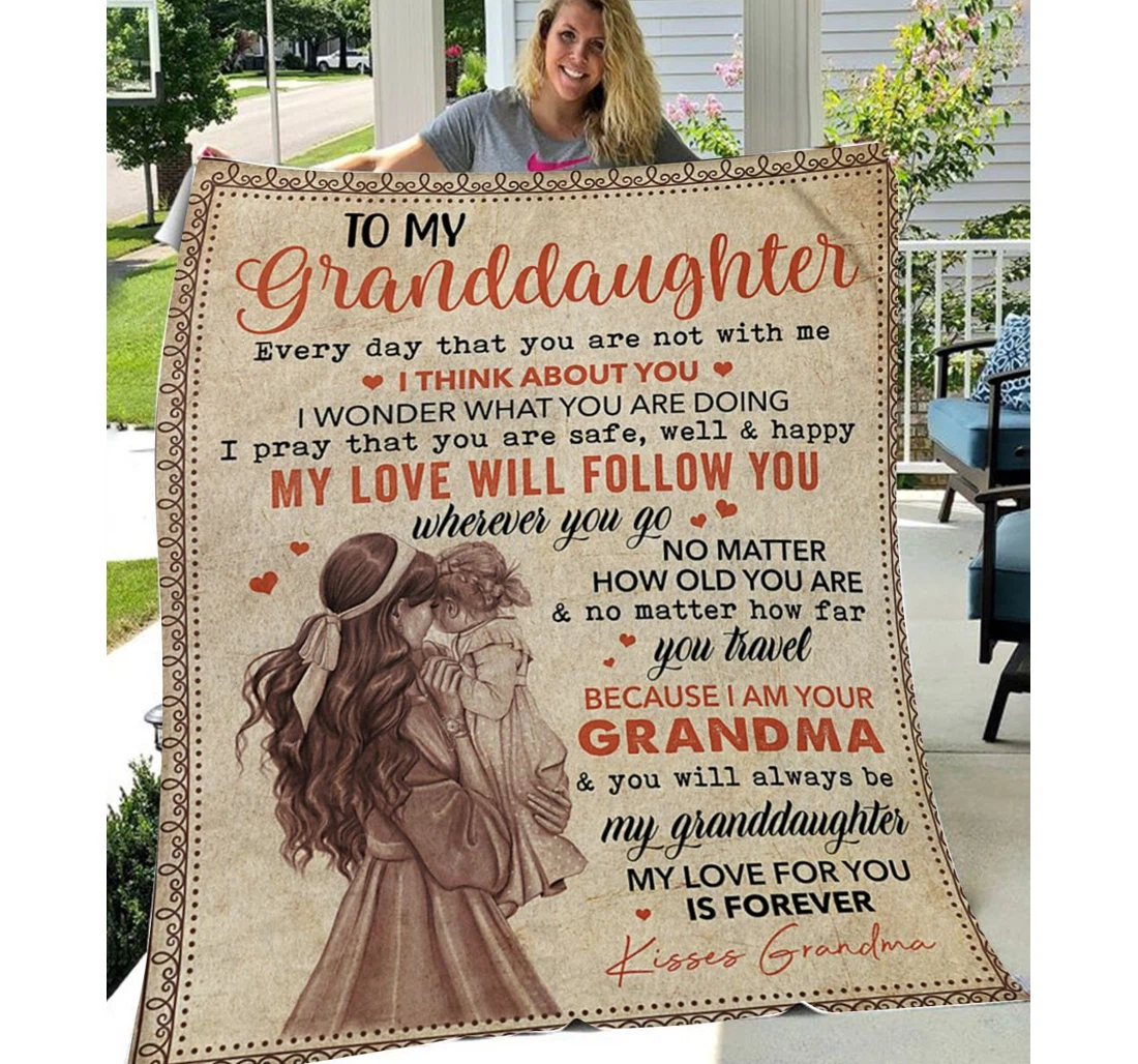 Throw Blanket, Quilt - Family To My Granddaughter My Love Will Follow You Sherpa Fleece