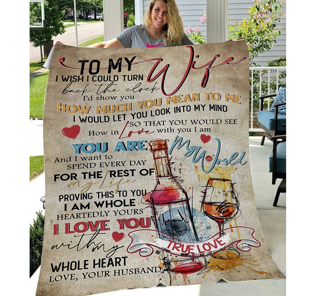 Throw Blanket, Quilt - Personalized To My Wife Family The Rest Of My Life Sherpa Fleece