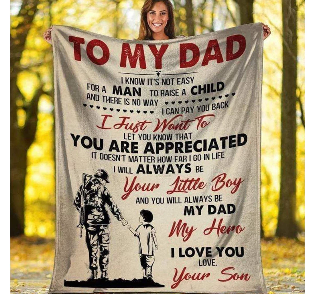 Throw Blanket, Quilt - Family To My Dad I Love You So Much Sherpa Fleece