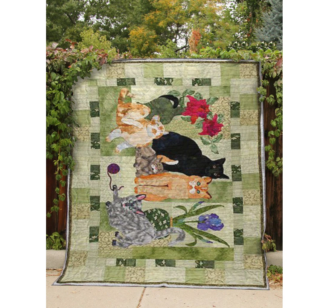 Throw Blanket, Quilt - Cat Cat Family Sherpa Fleece