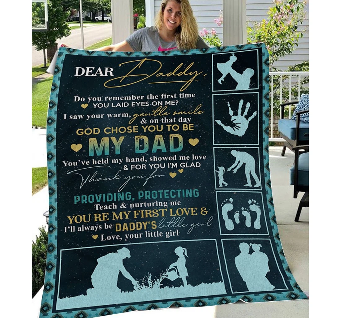 Throw Blanket, Quilt - Personalized To Dad Family God Chose You To Be My Dad Sherpa Fleece