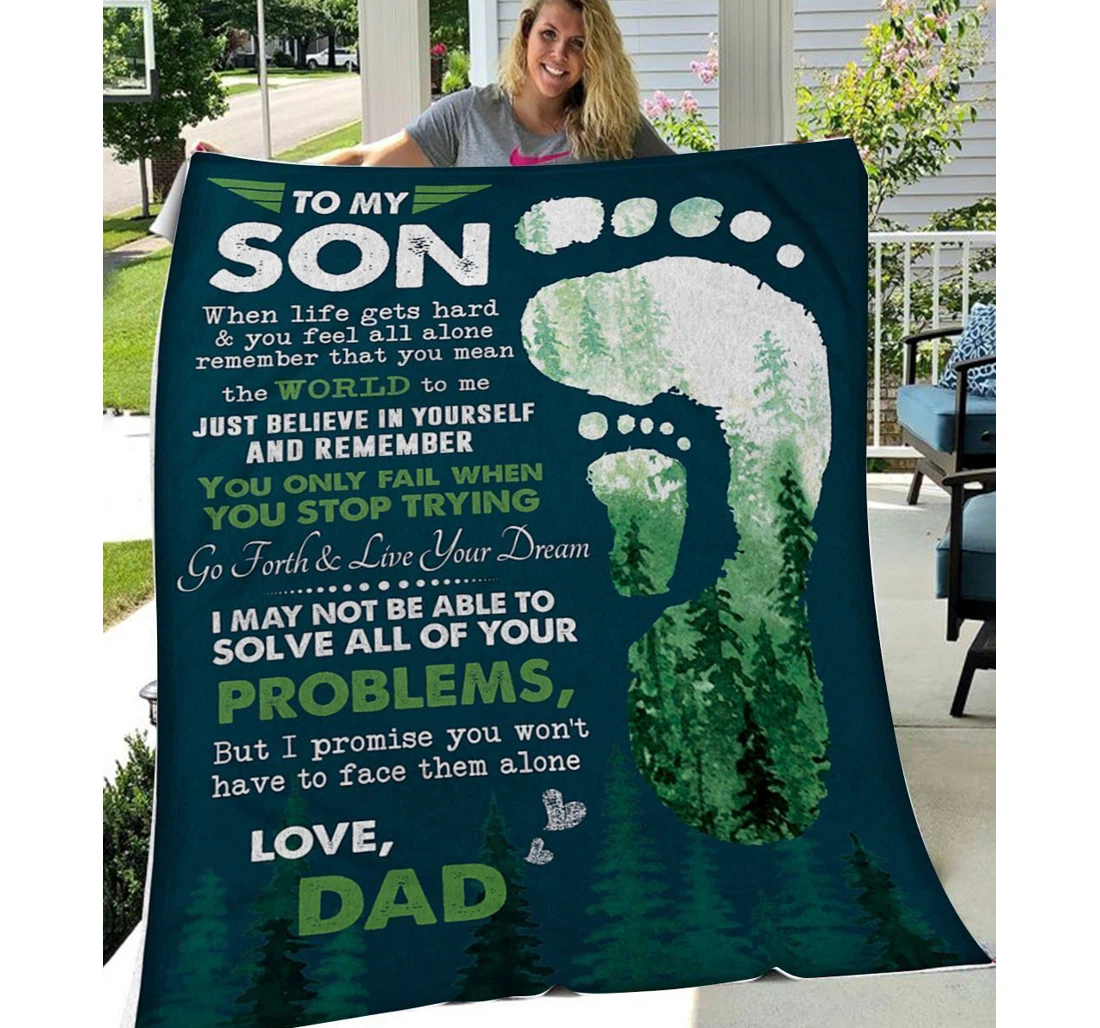 Throw Blanket, Quilt - Personalized To Son Family Hiking You Only Fail When You Stop Trying Sherpa Fleece