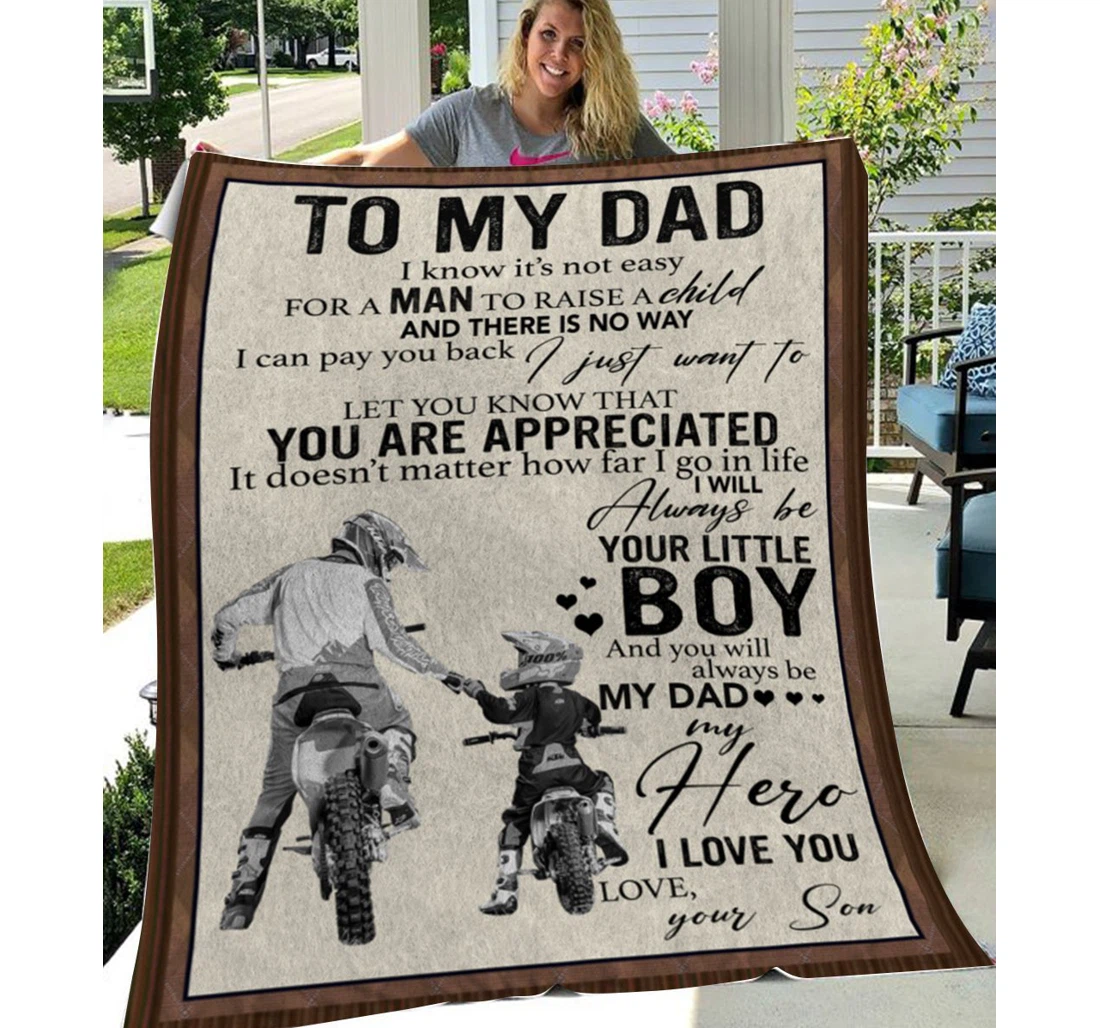 Throw Blanket, Quilt - Personalized To Dad Family Motocy Sherpa Fleece