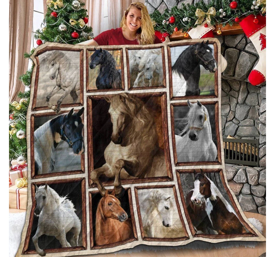 Throw Blanket, Quilt - Horse Moments Of Horses Sherpa Fleece