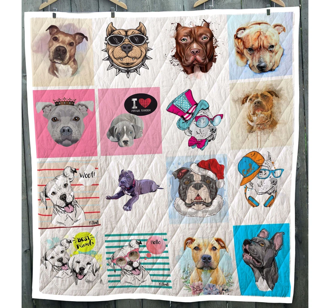 Throw Blanket, Quilt - Pitbull I Love Pitbull Sherpa Fleece