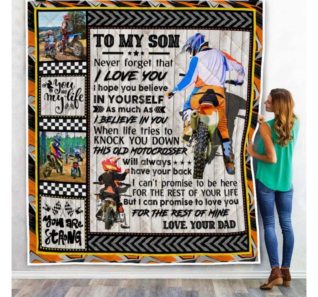 Throw Blanket, Quilt - To My Son Family Never Forget That I Love You Sherpa Fleece