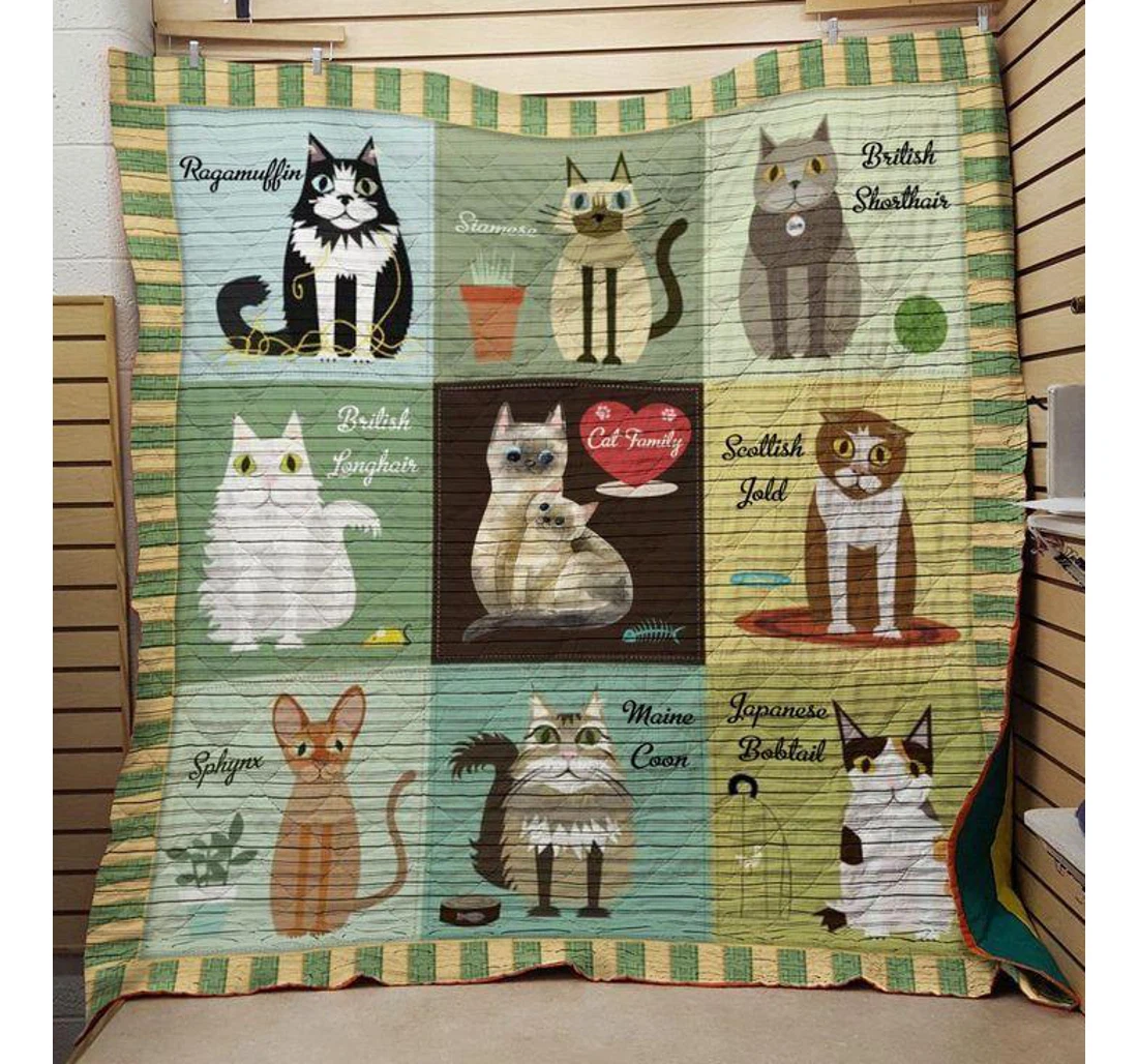 Throw Blanket, Quilt - Cat Cat Family Sherpa Fleece