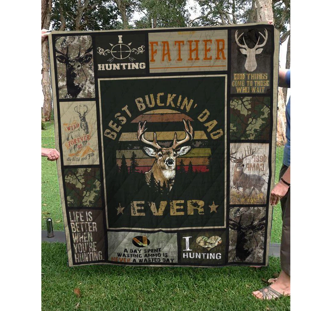 Throw Blanket, Quilt - Deer Hunting Wild Forever Sherpa Fleece