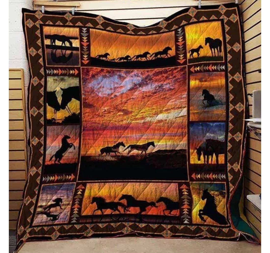 Throw Blanket, Quilt - Horse Mighty Horses Sherpa Fleece