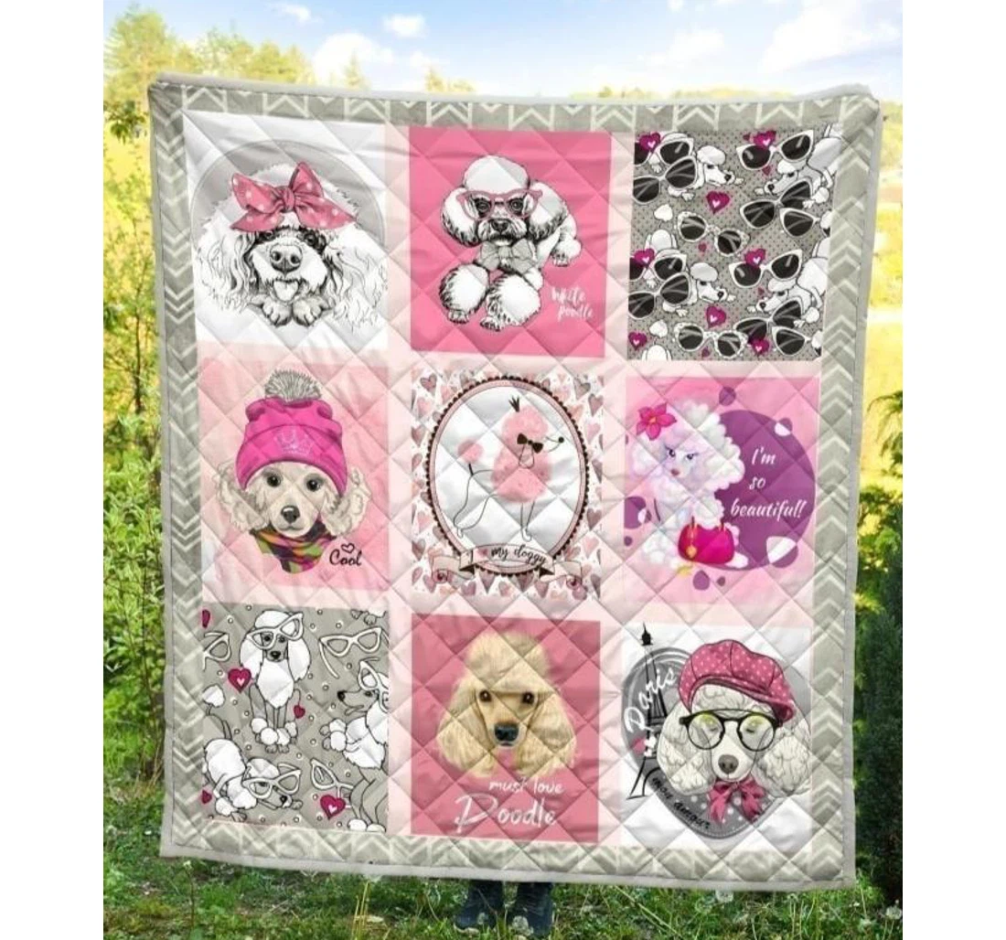 Throw Blanket, Quilt - Poodle Cute Poodle Dog Sherpa Fleece