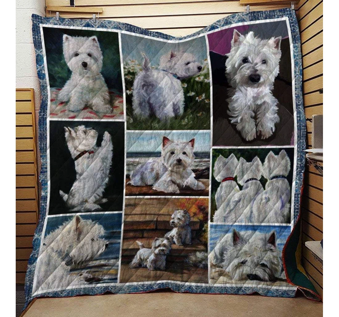 Throw Blanket, Quilt - West Highland White Terrier White Cute Dog Sherpa Fleece