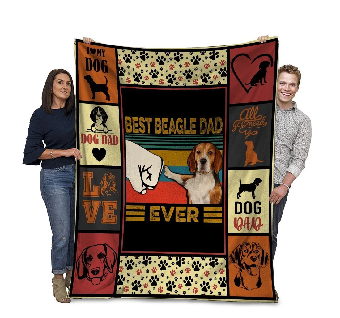 Throw Blanket, Quilt - Beagle Best Beagle Dad Ever Sherpa Fleece