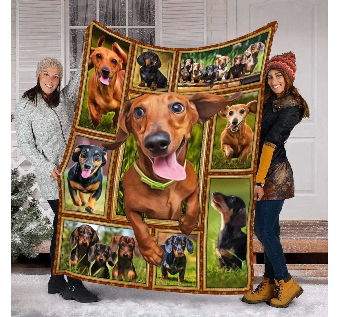 Throw Blanket, Quilt - Dachshund Dachshund Dog 3d Funny Sherpa Fleece