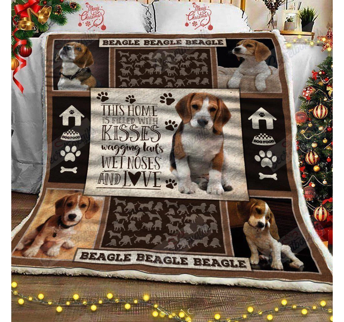 Throw Blanket, Quilt - Beagle This Home Is Filled With Kisses Sherpa Fleece