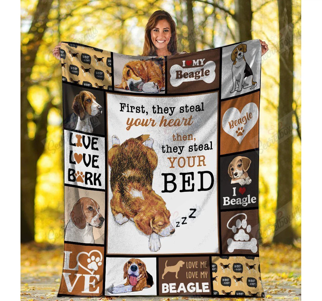 Throw Blanket, Quilt - Beagle They Steal Your Heart Then They Steal Your Sherpa Fleece