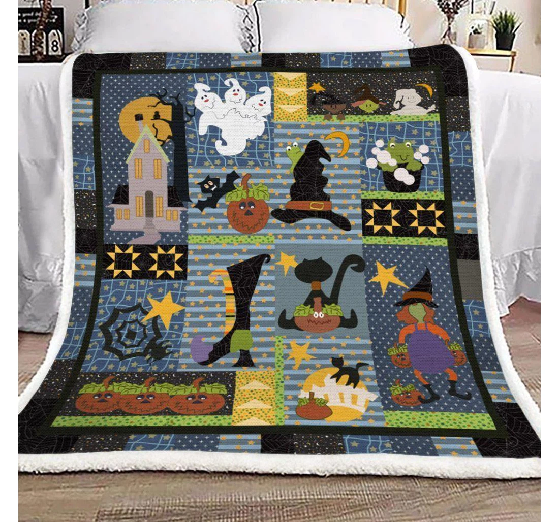 Throw Blanket, Quilt - Halloween Funny Halloween Night Sherpa Fleece