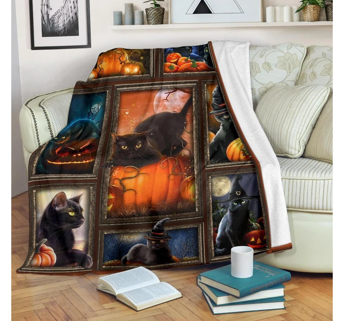 Throw Blanket, Quilt - Btl0507 Halloween Halloween Black Cat Sherpa Fleece