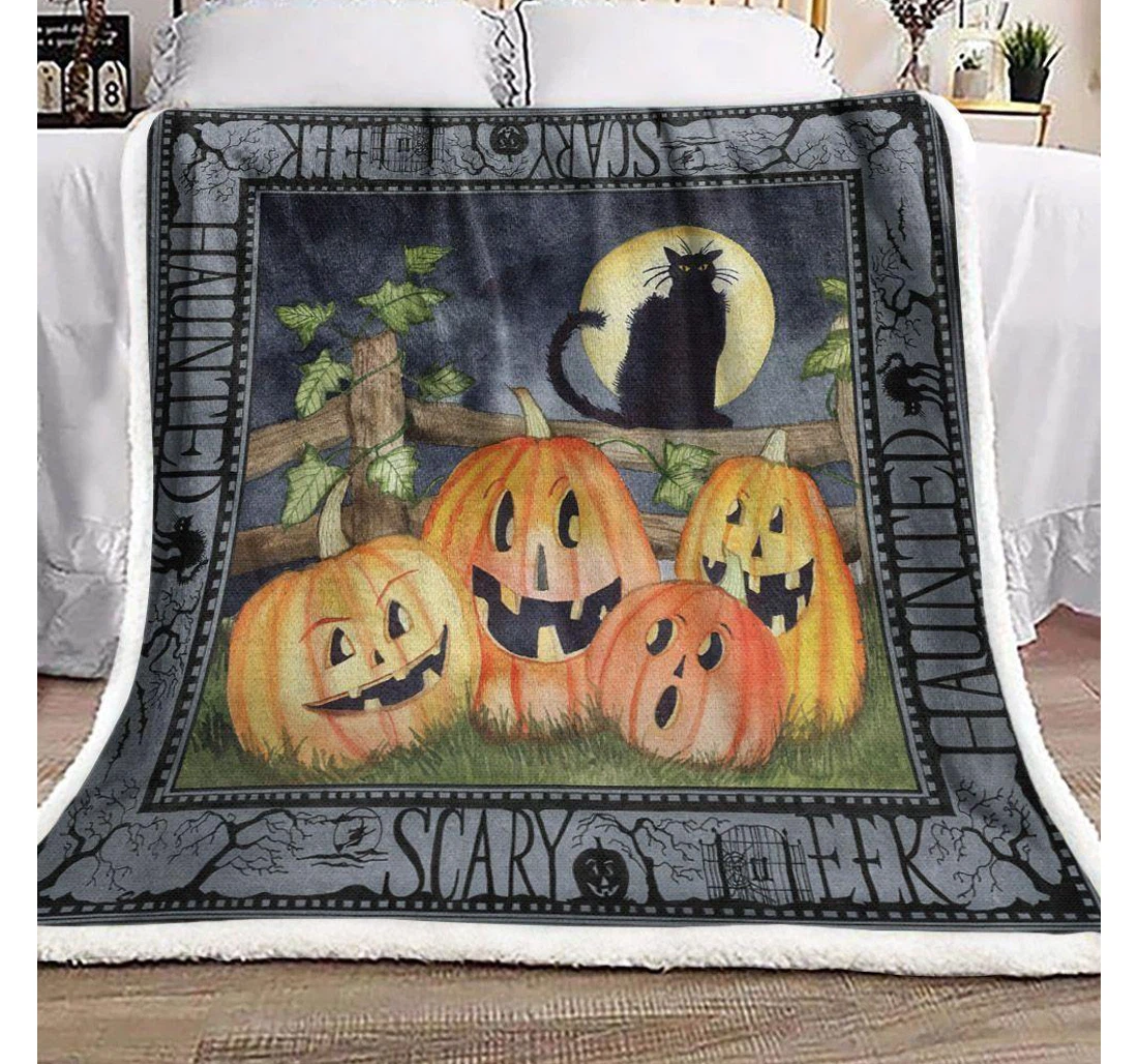 Throw Blanket, Quilt - Halloween Funny Halloween Night Sherpa Fleece