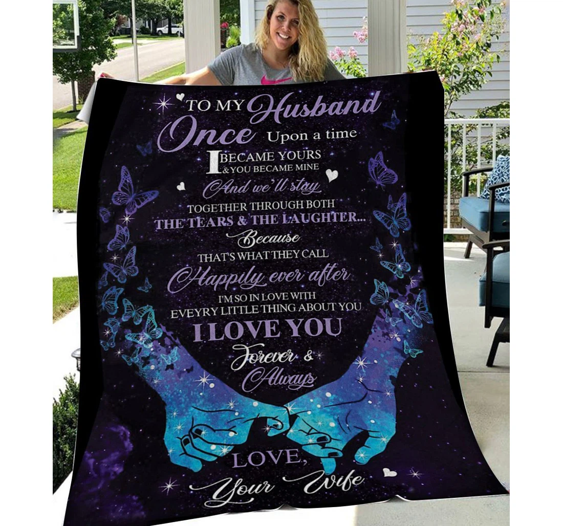 Throw Blanket, Quilt - Personalized To My Husband Family Once Upon A Time Sherpa Fleece