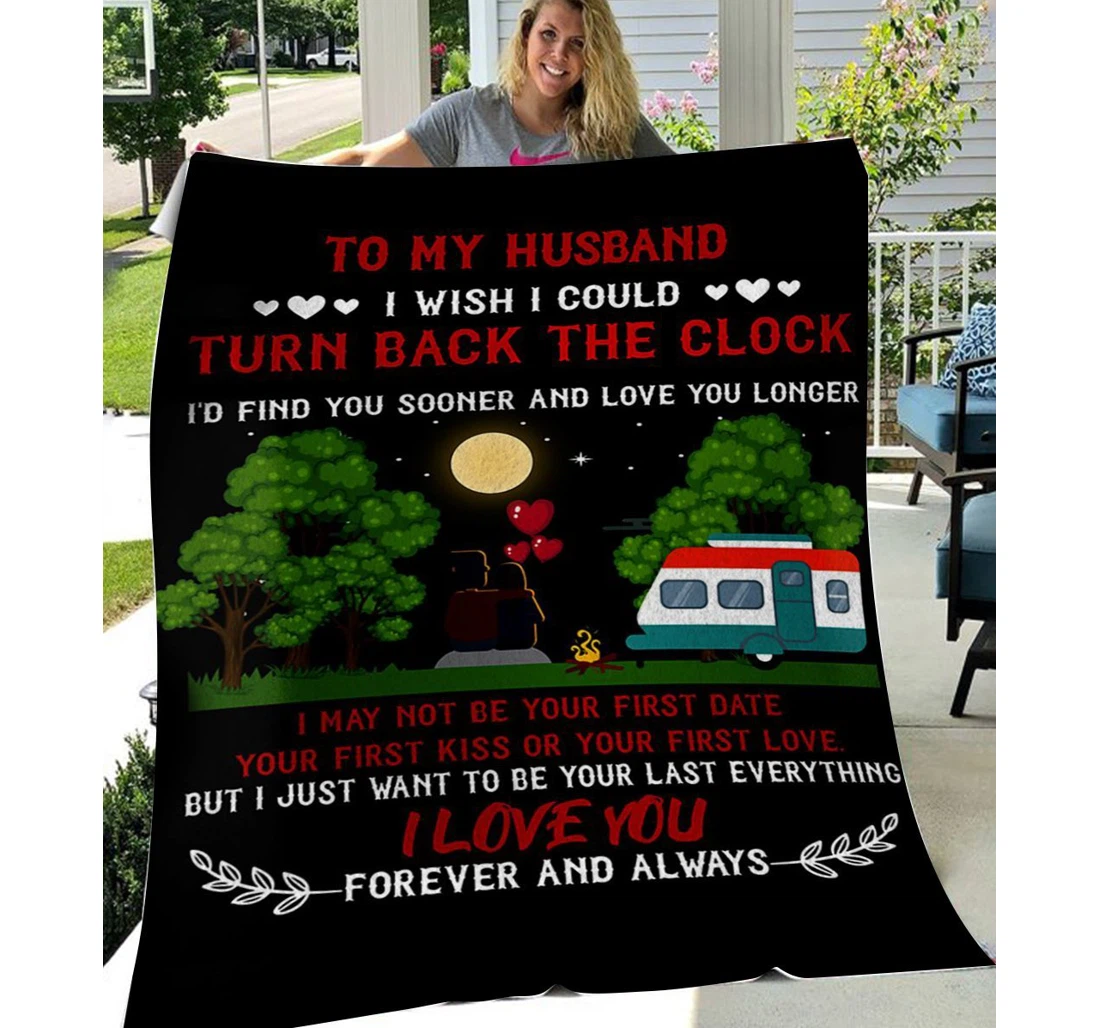 Throw Blanket, Quilt - Personalized To My Husband Family Van Life Sherpa Fleece