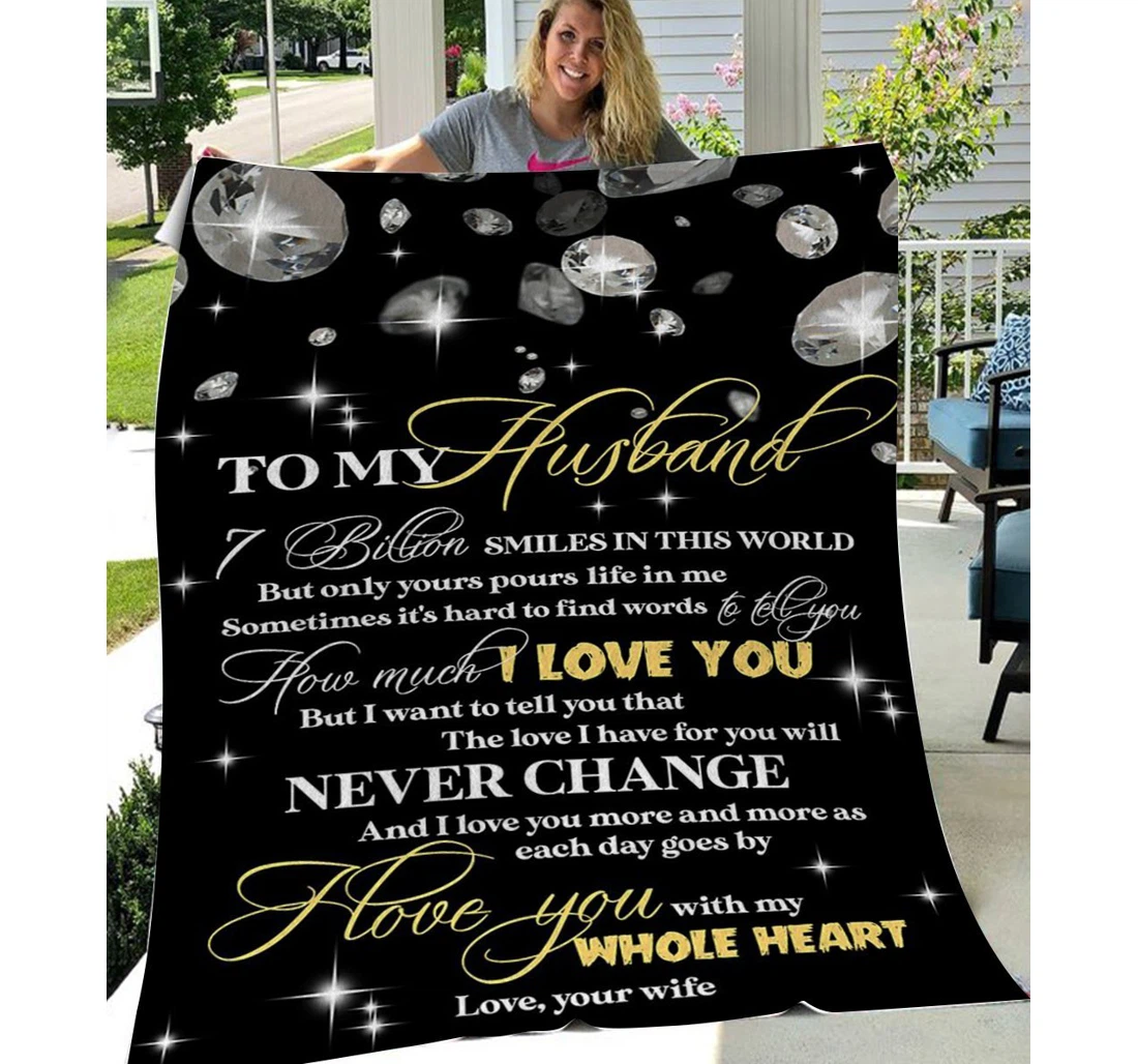 Throw Blanket, Quilt - Personalized To My Husband Family Never Change Sherpa Fleece