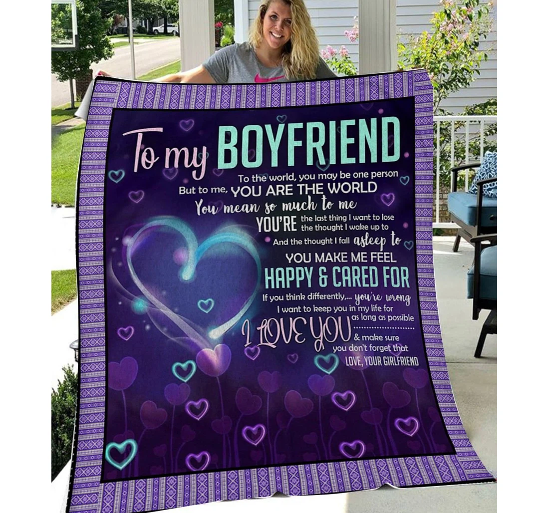 Throw Blanket, Quilt - Lbn Easter To My Boyfriend You Are The World Sherpa Fleece