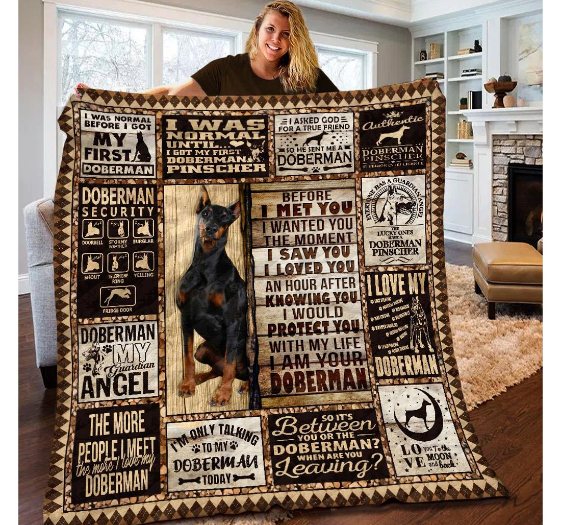 Throw Blanket, Quilt - Doberman Before I Meet You I Wanted You The Moment I Saw You Sherpa Fleece