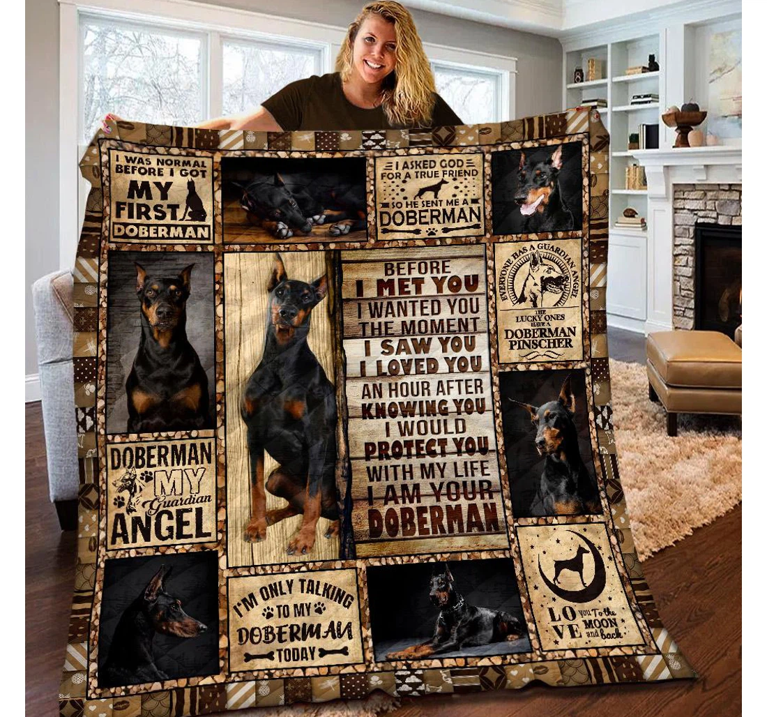 Throw Blanket, Quilt - Doberman Before I Meet You I Wanted You The Moment I Saw You Sherpa Fleece