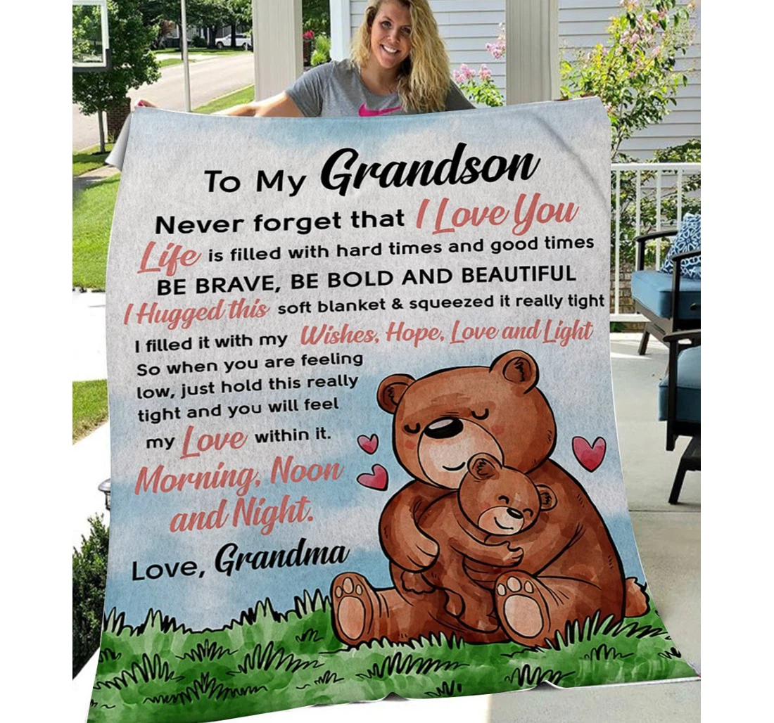 Throw Blanket, Quilt - Family To My Grandson Never Forget That I Love You Sherpa Fleece