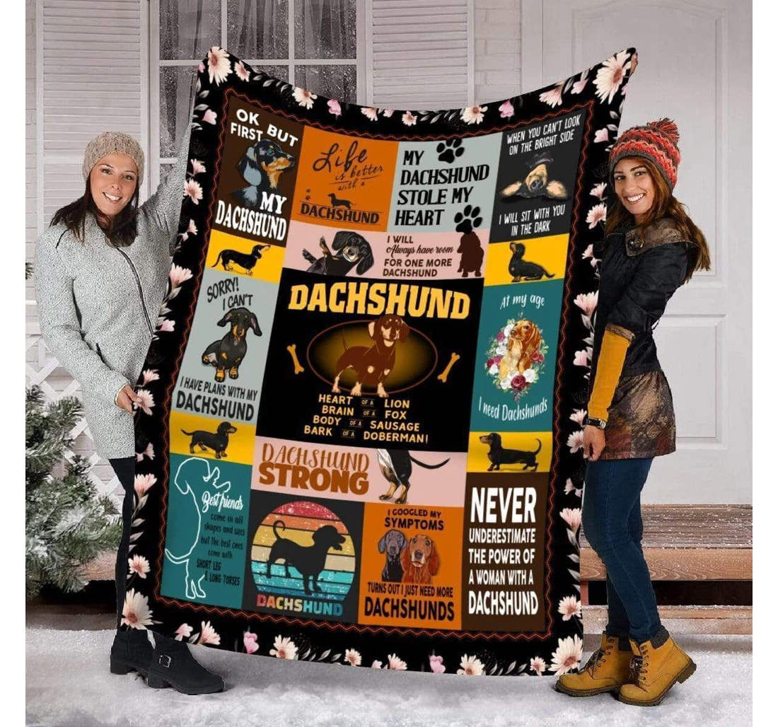 Throw Blanket, Quilt - Dachshund My Dachshund Stole My Heart Sherpa Fleece