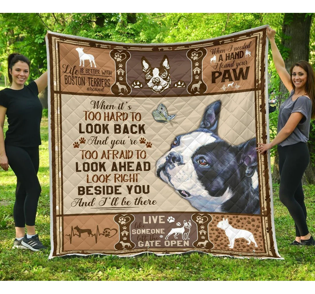 Throw Blanket, Quilt - Boston Terrier Life Is Better With A Boston Sherpa Fleece