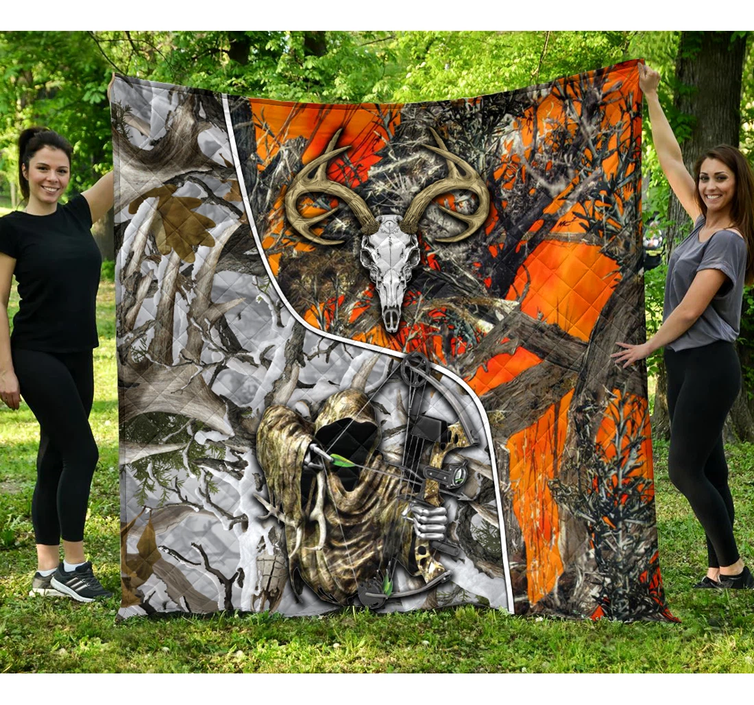 Throw Blanket, Quilt - Hunting Hunt Skull Sherpa Fleece