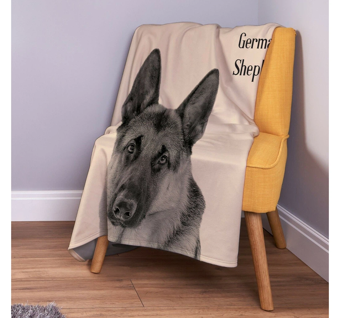 Throw Blanket, Quilt - German Shepherd Black German Shepherd Sherpa Fleece