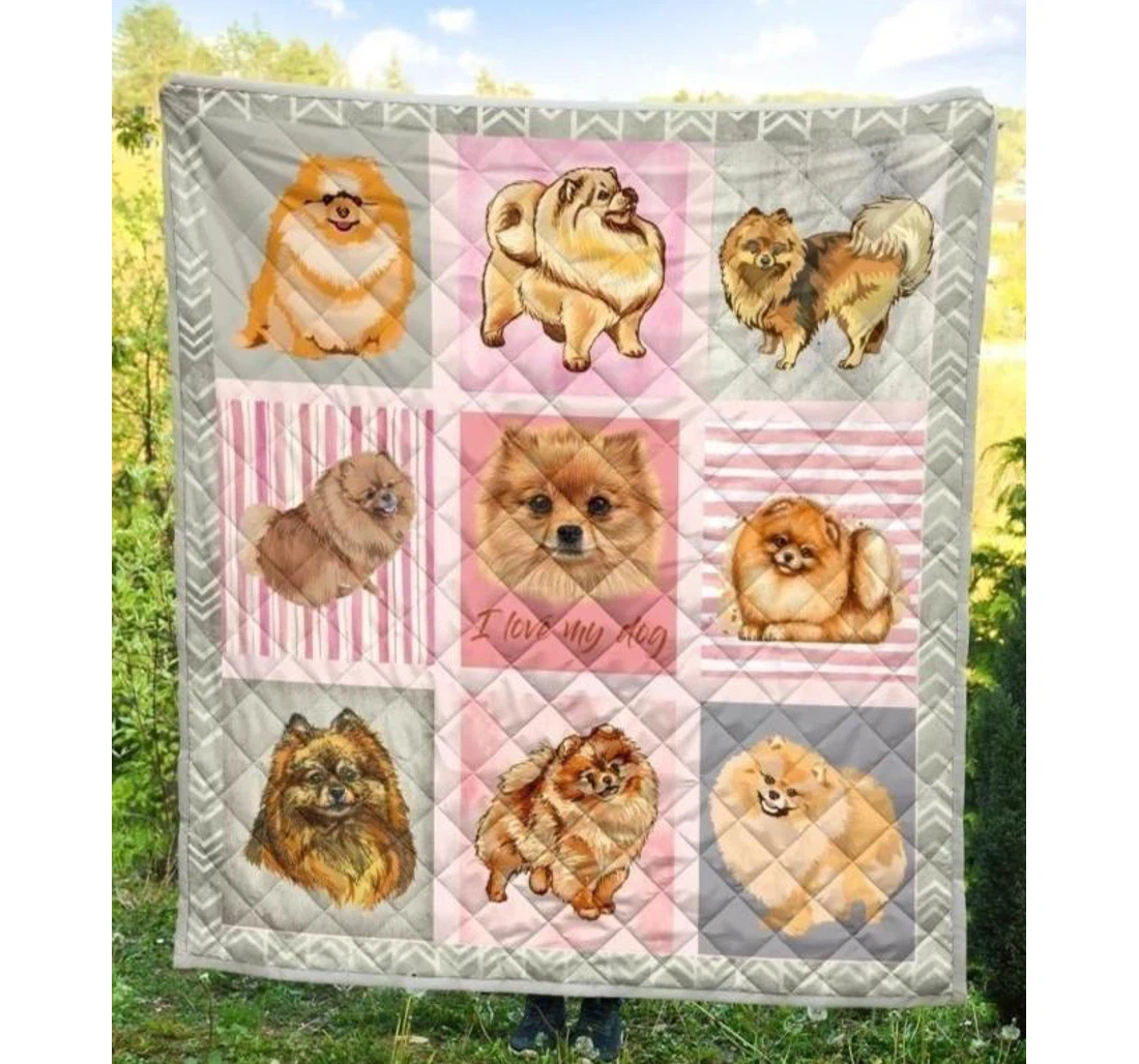 Throw Blanket, Quilt - Pomeranian Pomeranian Dog Lover Sherpa Fleece