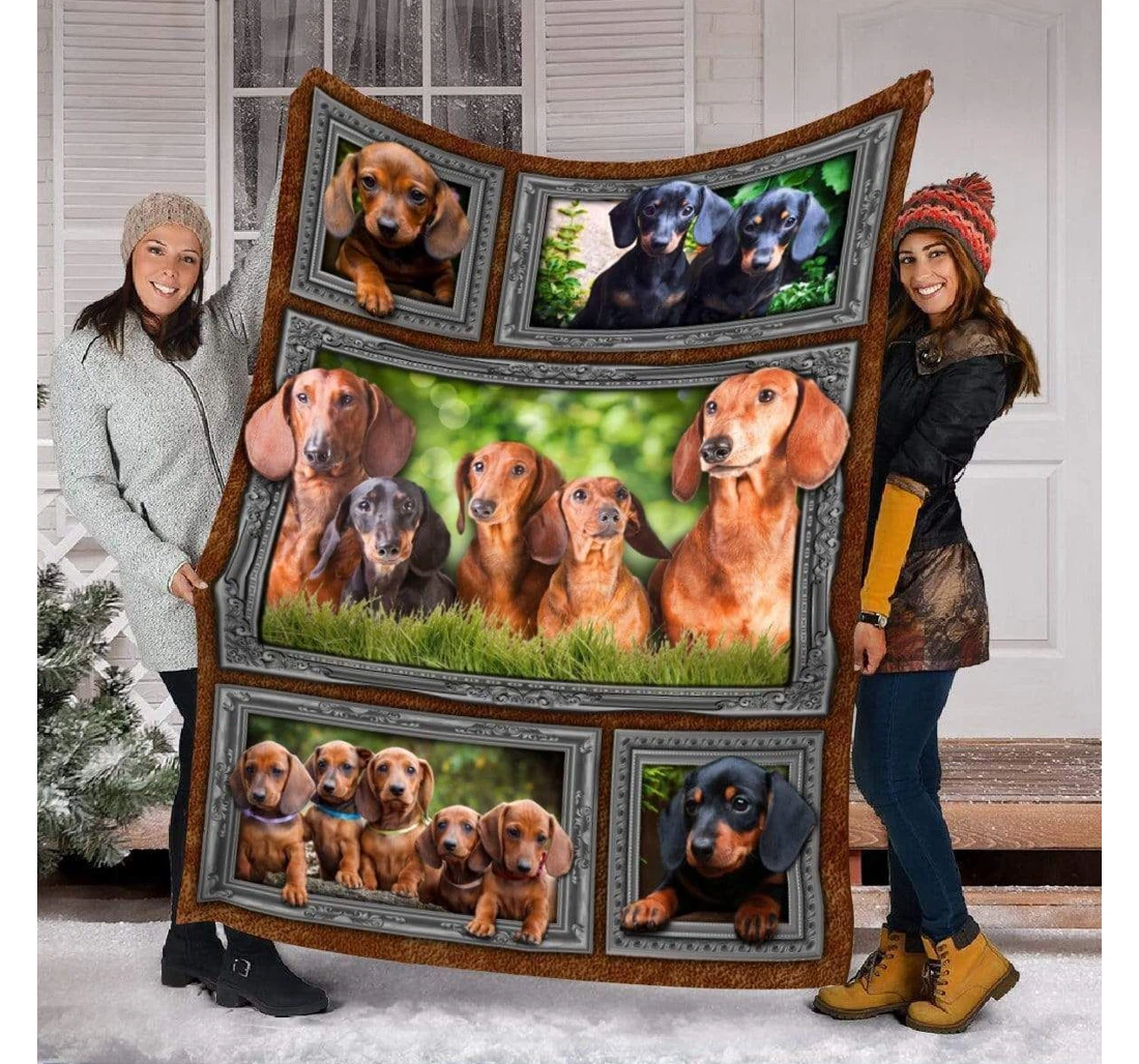 Throw Blanket, Quilt - Dachshund Dachshund Family Sherpa Fleece