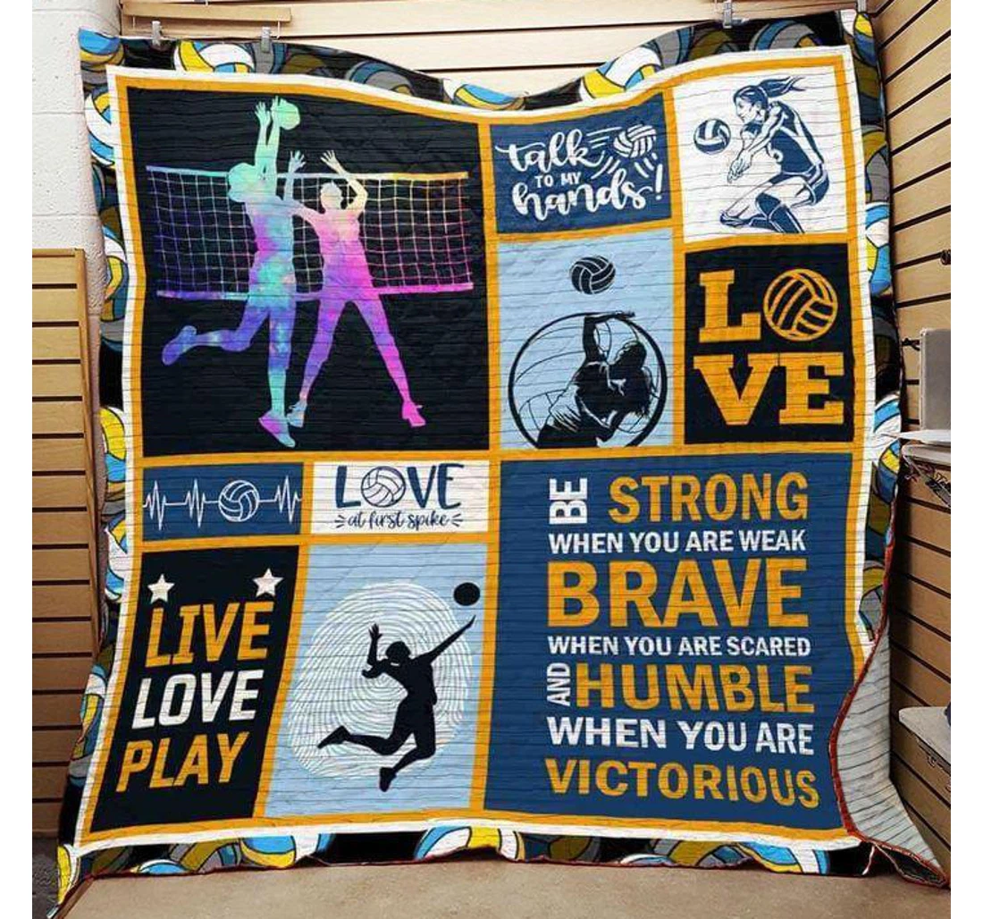 Throw Blanket, Quilt - Volleyball Live Love Play Sherpa Fleece