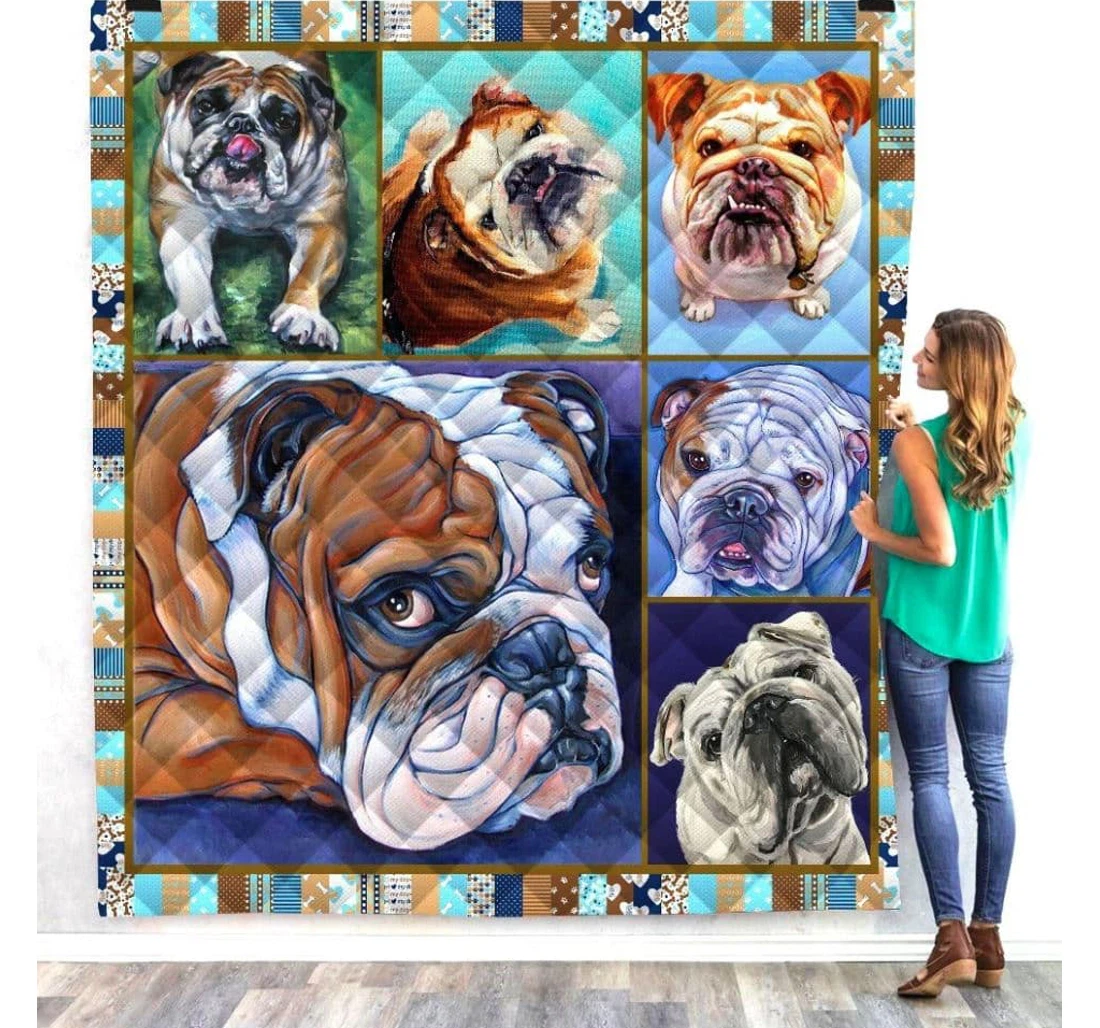 Throw Blanket, Quilt - Bulldog Dog Moments Sherpa Fleece