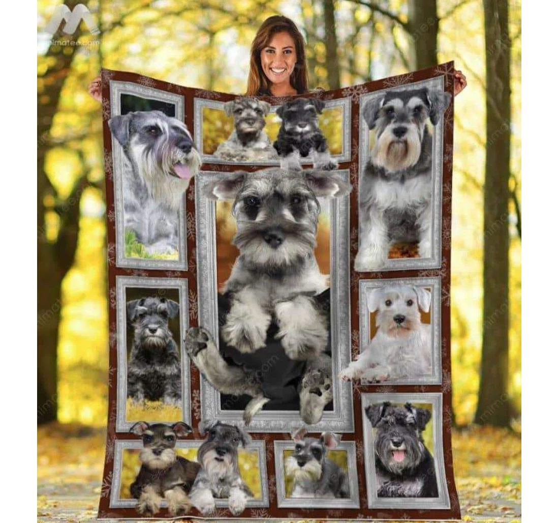 Throw Blanket, Quilt - Miniature Schnauzer Take Back My Love Sherpa Fleece