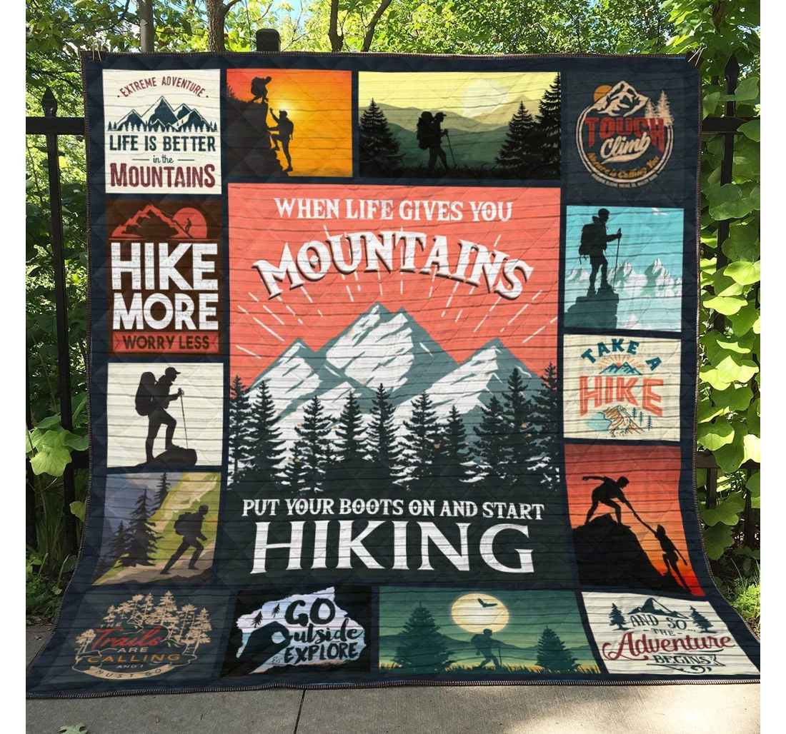 Throw Blanket, Quilt - Lbn Hiking Hike More Sherpa Fleece