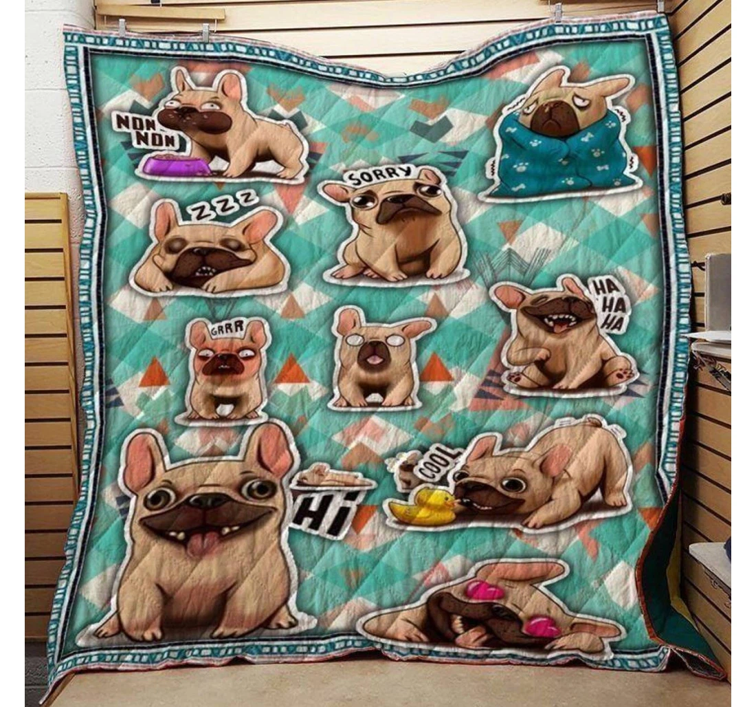 Throw Blanket, Quilt - French Bulldog Emotion Of Bulldog Sherpa Fleece