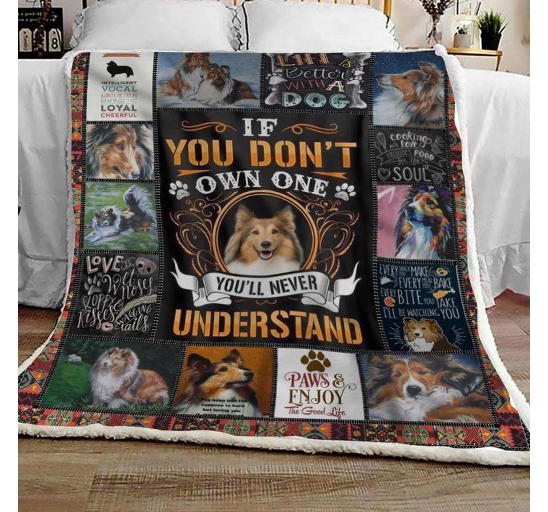 Throw Blanket, Quilt - Shetland Sheepdog Own One Sherpa Fleece