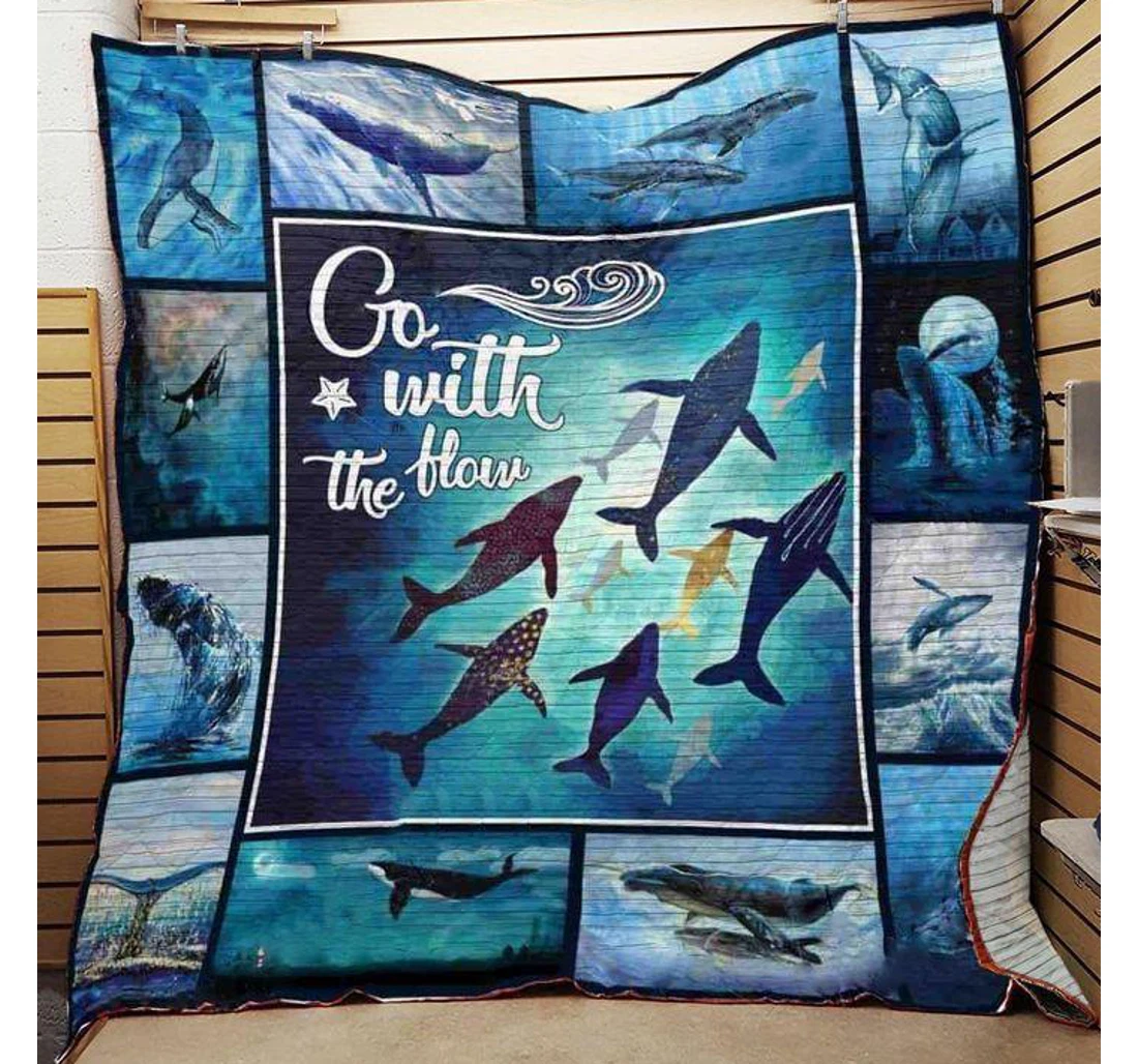 Throw Blanket, Quilt - Ocean Go With The Blow Sherpa Fleece