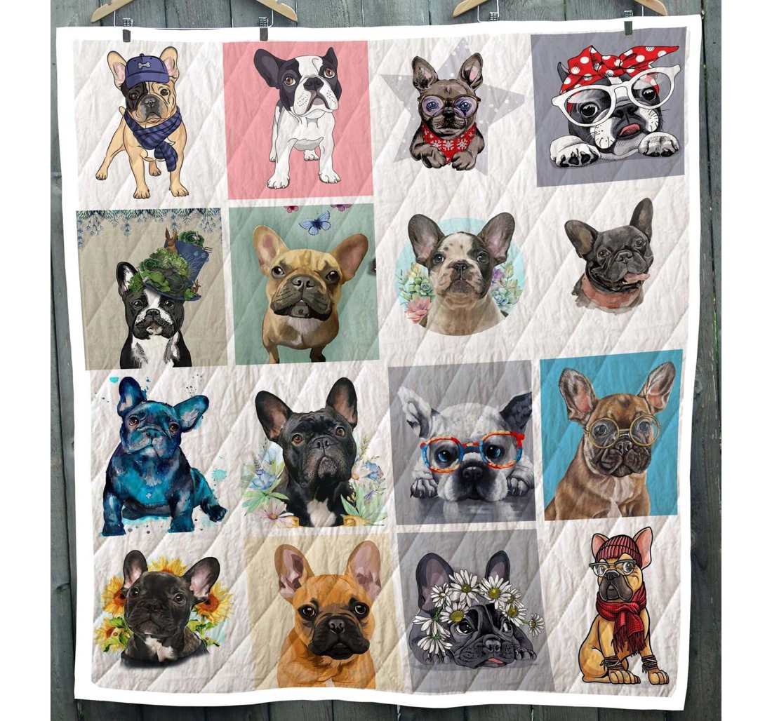 Throw Blanket, Quilt - French Bulldog Cute Sherpa Fleece