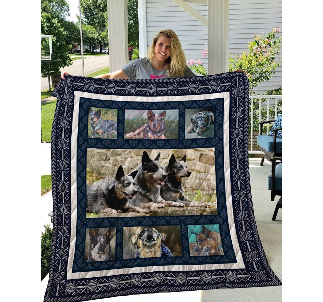 Throw Blanket, Quilt - Australian Cattle Black Australian Cattle Dogs Sherpa Fleece