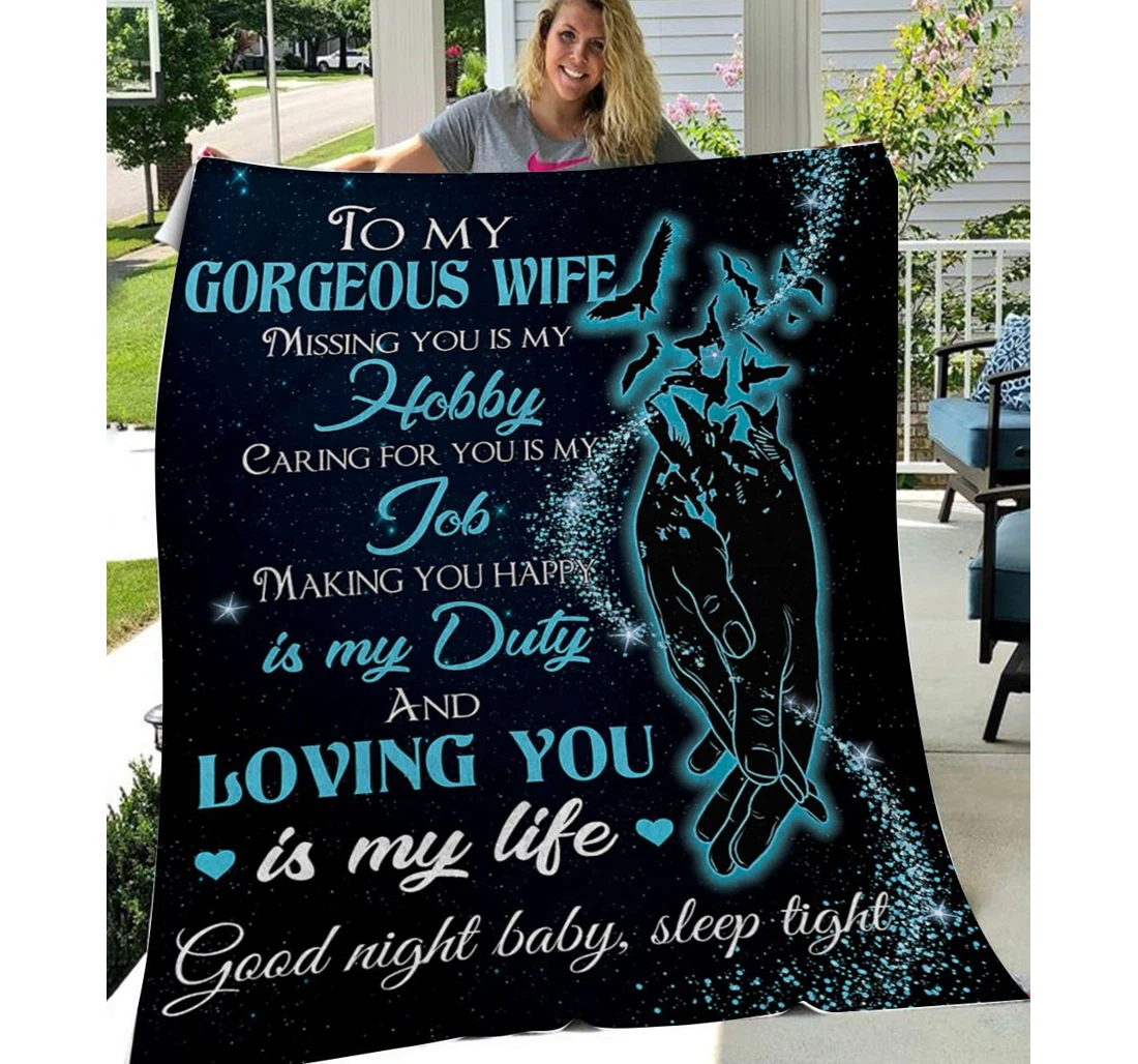 Throw Blanket, Quilt - Personalized To My Wife Family Loving You Is My Life Sherpa Fleece