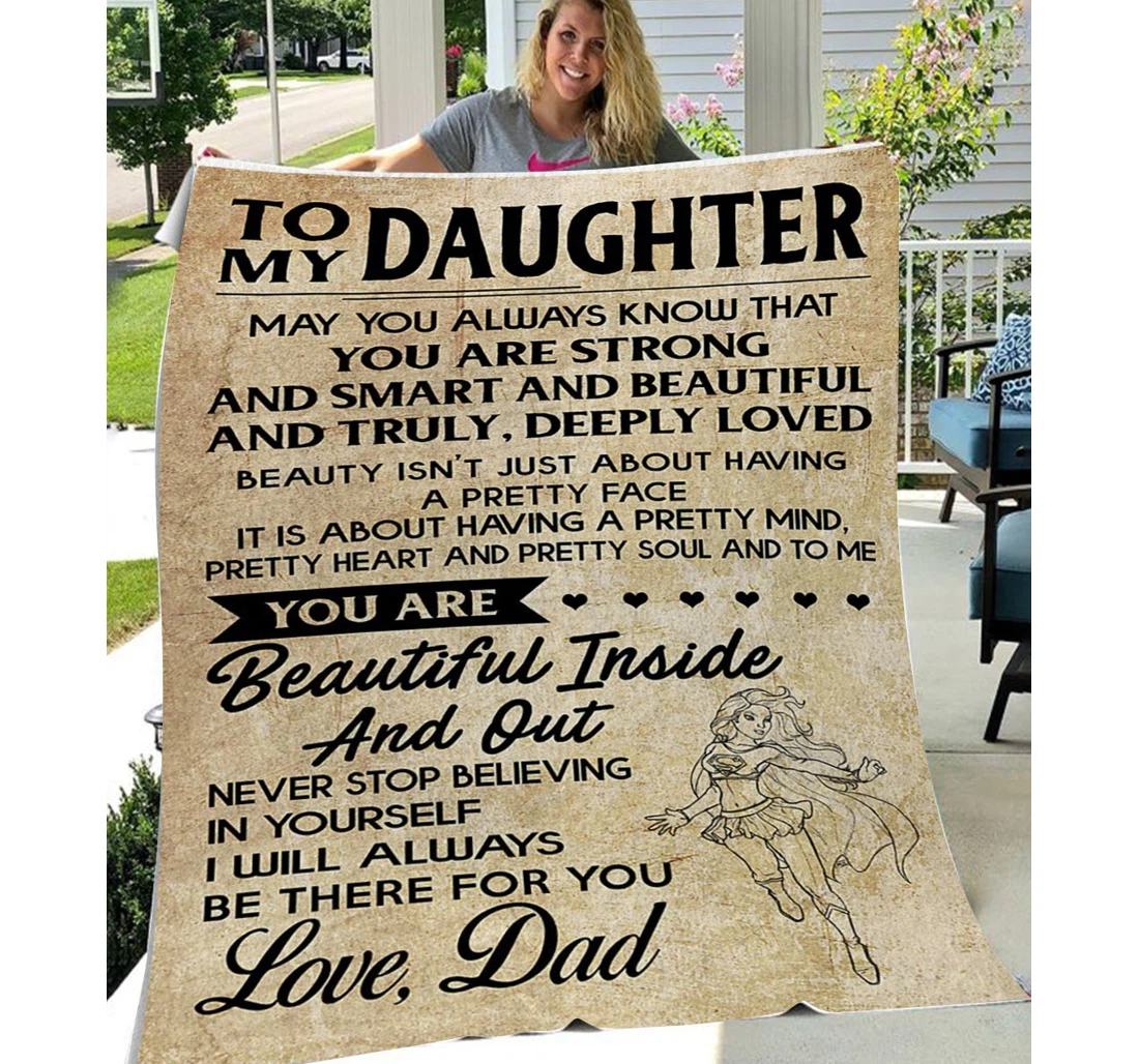 Throw Blanket, Quilt - Family To My Daughter You Are Beautiful Inside And Out Sherpa Fleece