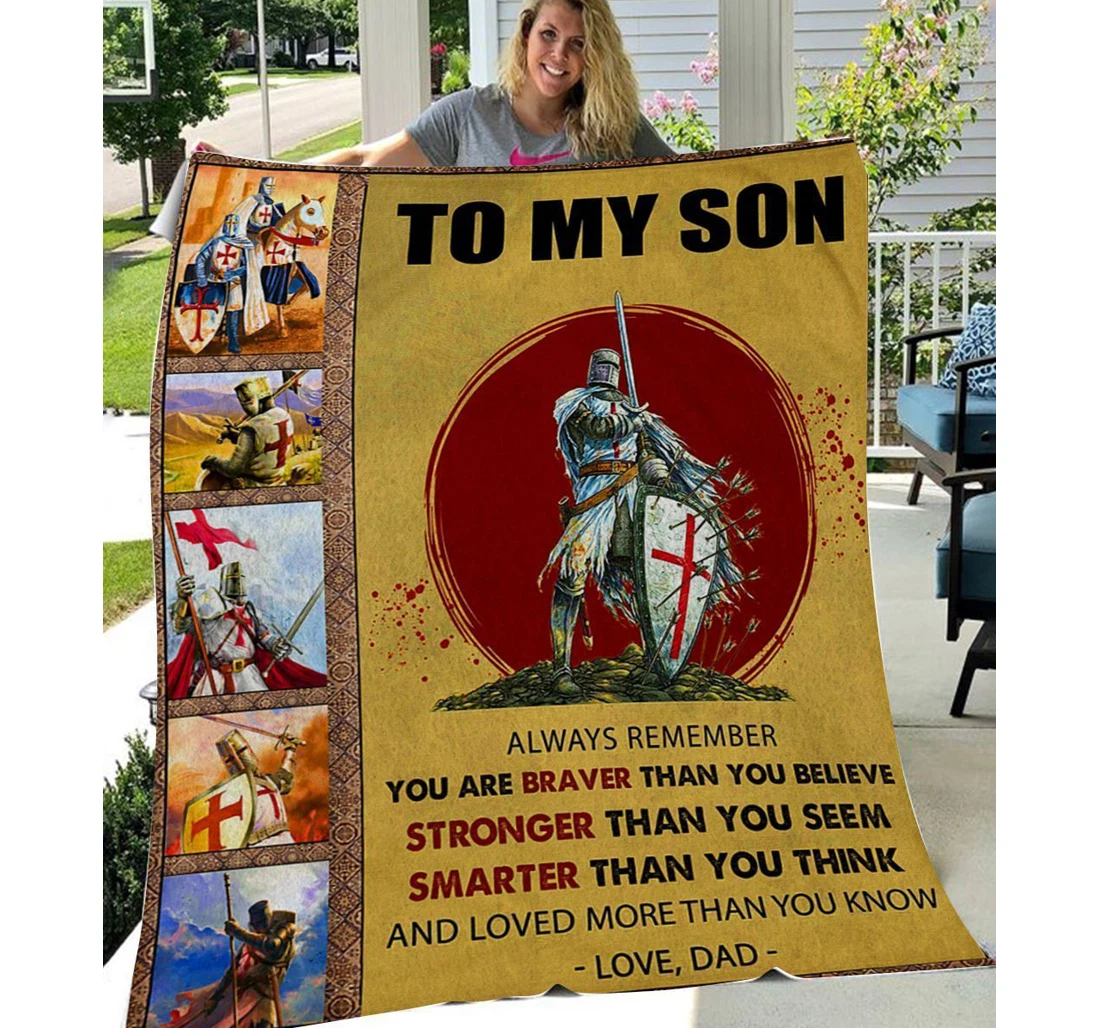 Throw Blanket, Quilt - Personalized To My Son Family Crusades My Brave Boy Sherpa Fleece